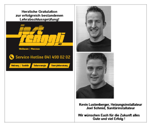 2018 Prüfungserfolg Kevin und Joel