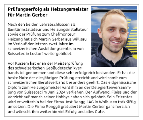 2024 Prüfungserfolg Martin Gerber
