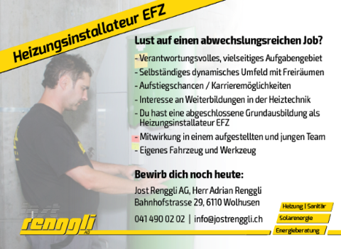 Stelleninserat Heizungsinstallateur